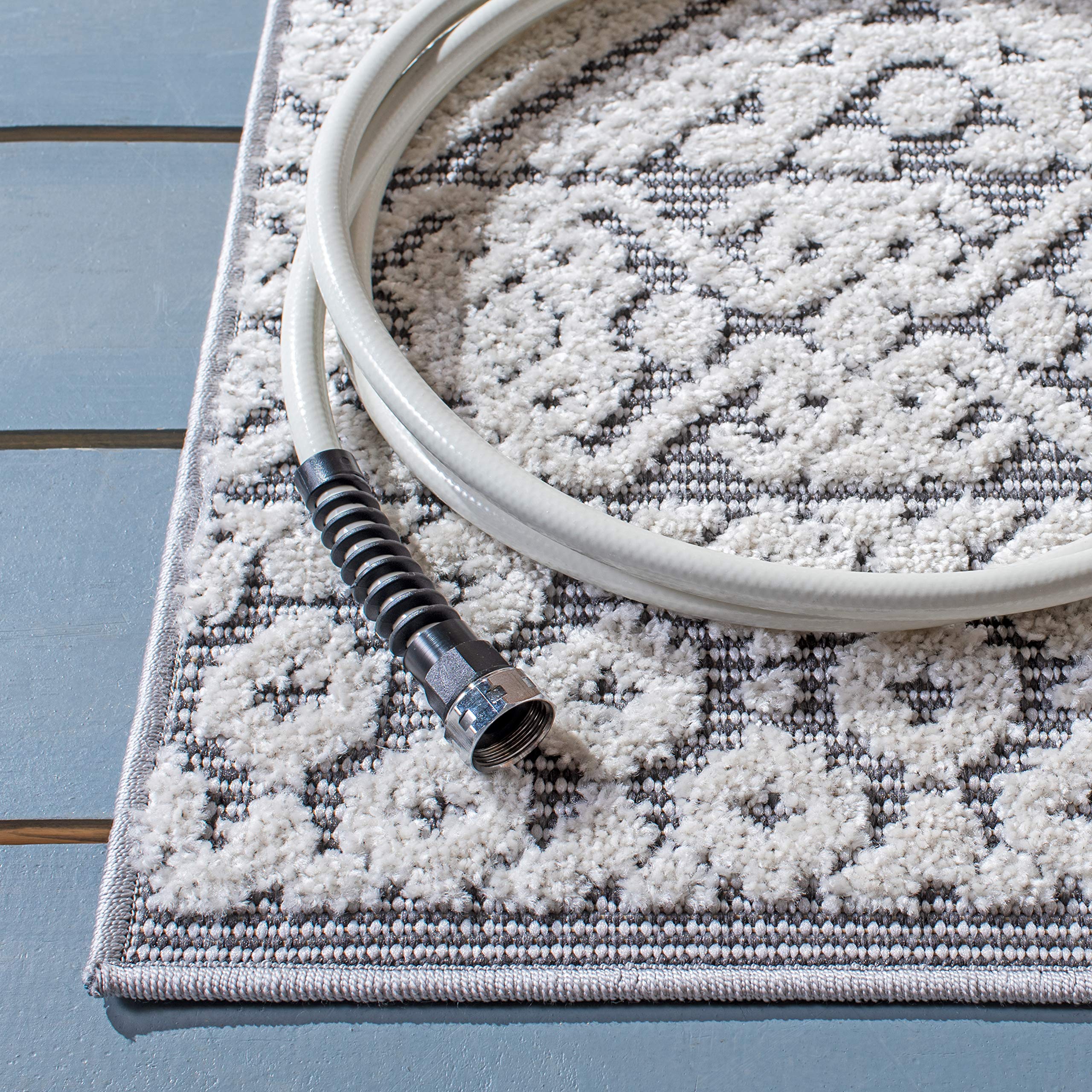 SAFAVIEH Cabana Collection 8' x 10' Ivory & Grey Area Rug - Non-Shedding, Easy Care, Stain Resistant - Perfect for Living Room, Bedroom, Dining Room & High Traffic Areas (CBN654A) | Boho Chic Home Decor, Cozy Floor Covering for Family Gatherings & Relaxation