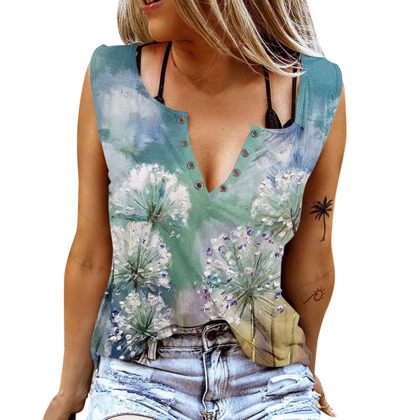 Gibobby Women's Basic Crewneck Tank Tops - Casual Loose Sleeveless Color Block Shirts for Summer, Yoga, Gym & Everyday Wear