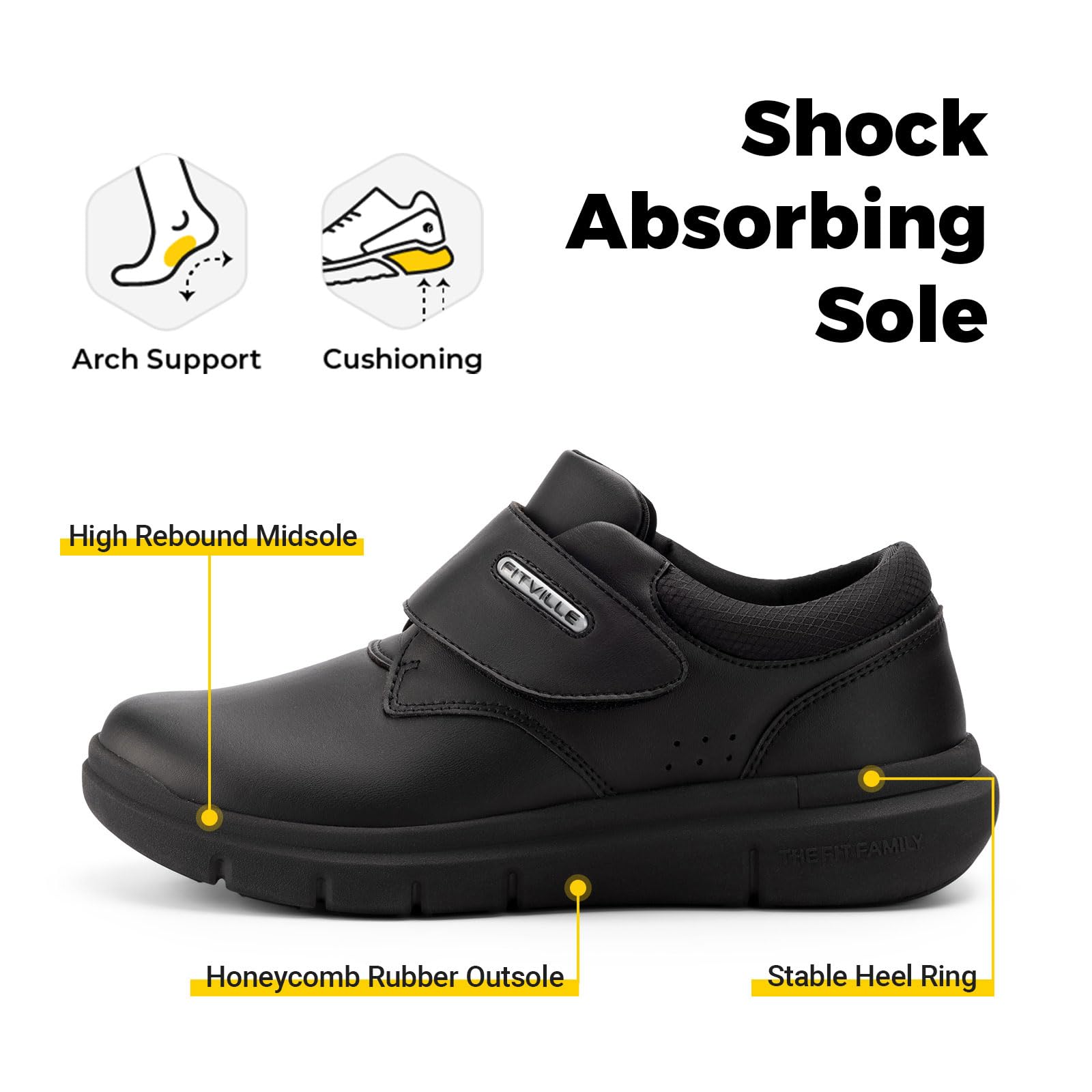**FitVille Diabetic Shoes for Men – Extra Wide Slip-On Walking Shoes for Edema & Swollen Feet – Hook & Loop Leather Oxford Shoes – Comfortable Recovery Footwear for Daily Use & Mobility Support**    *(场景: Ideal for daily walks, post-surgery recovery, and managing diabetes-related foot conditions.)*