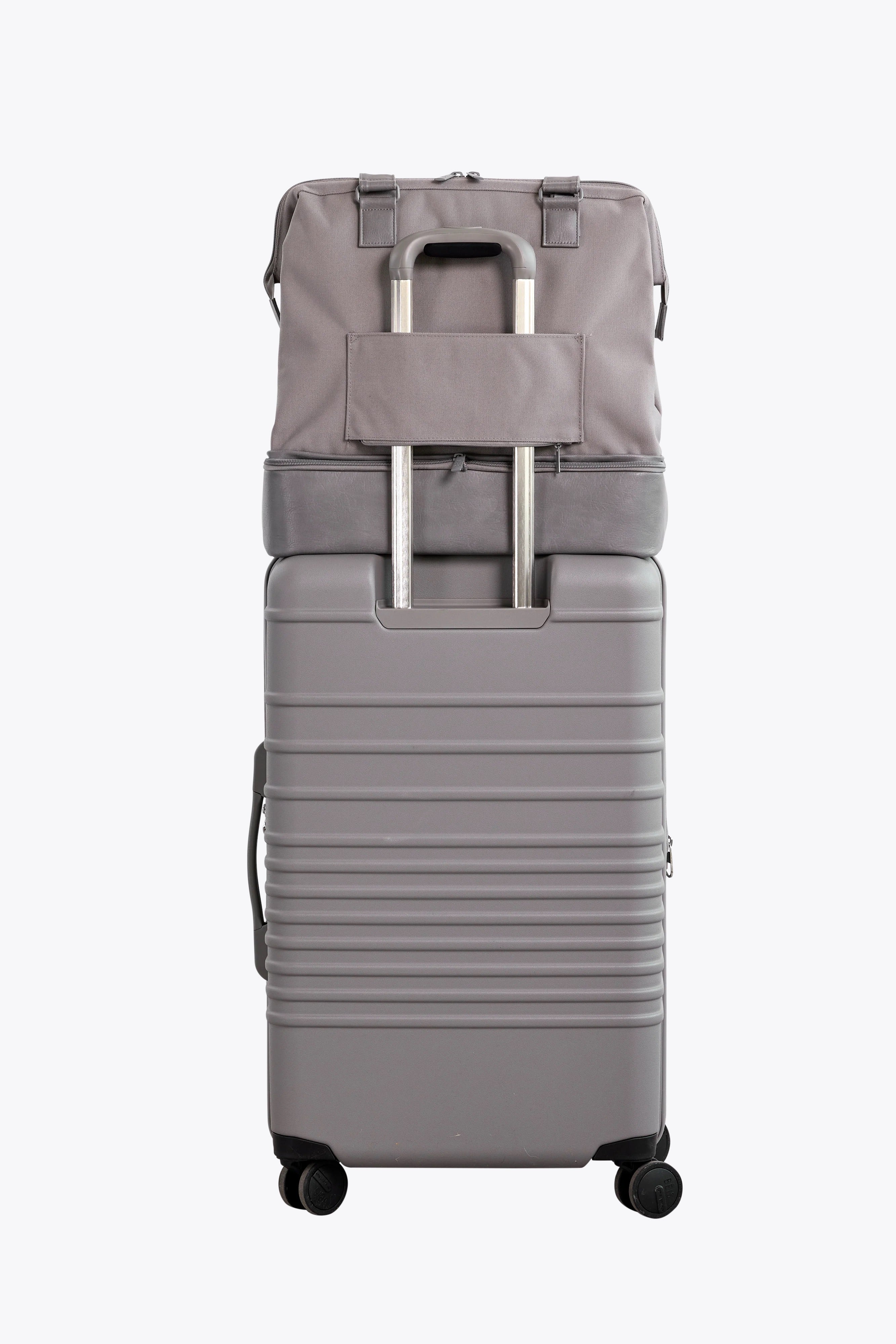 Grey Convertible Mini Weekender Bag - Stylish & Versatile Carry-On for Travel, Gym, or Weekend Getaways