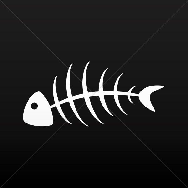 Waterproof White Fish Bones Skull Skeleton Decal Sticker for Laptop Tablet (3 x 1.38 Inches) - Durable Vinyl, Perfect for Laptops, Tablets, Notebooks & DIY Projects