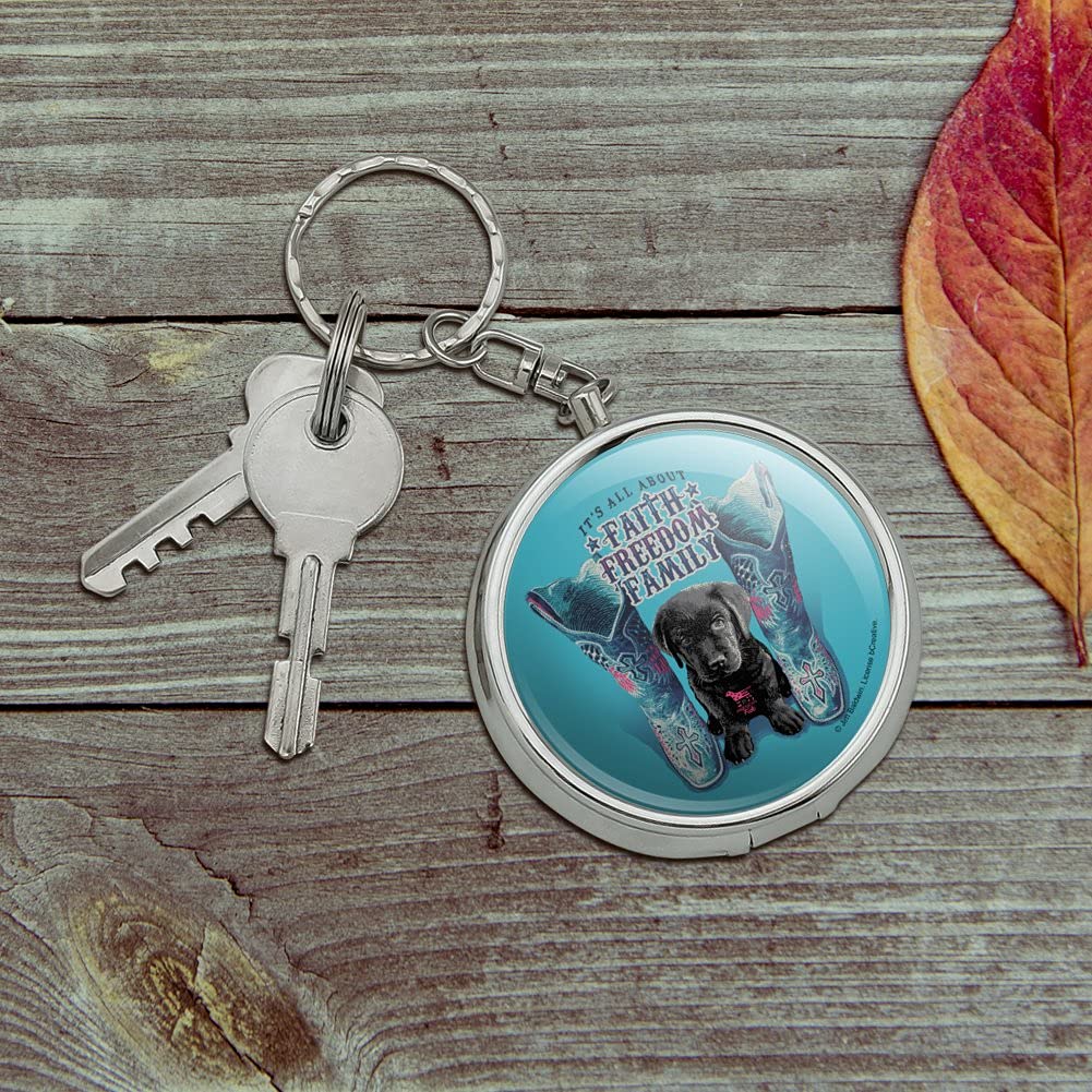 GRAPHICS & MORE Faith Freedom Family Boots Dog Portable Travel Size Pocket Purse Ashtray Keychain with Cigarette Holder - Perfect for Outdoor Adventures, Camping & Road Trips