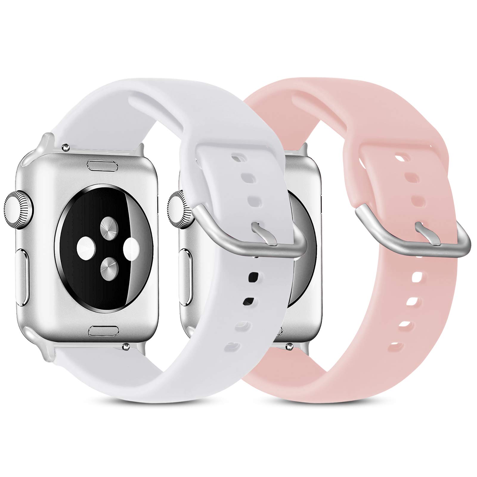 Vanet Soft Sport Silicone Replacement Bands for Apple Watch 38mm 40mm 41mm 42mm 44mm 45mm - 2 Pack Comfortable Wristbands Compatible with iWatch SE Series 7/6/5/4/3/2/1 for Women Men Girls Boys - Perfect for Gym, Running, Swimming & Everyday Wear