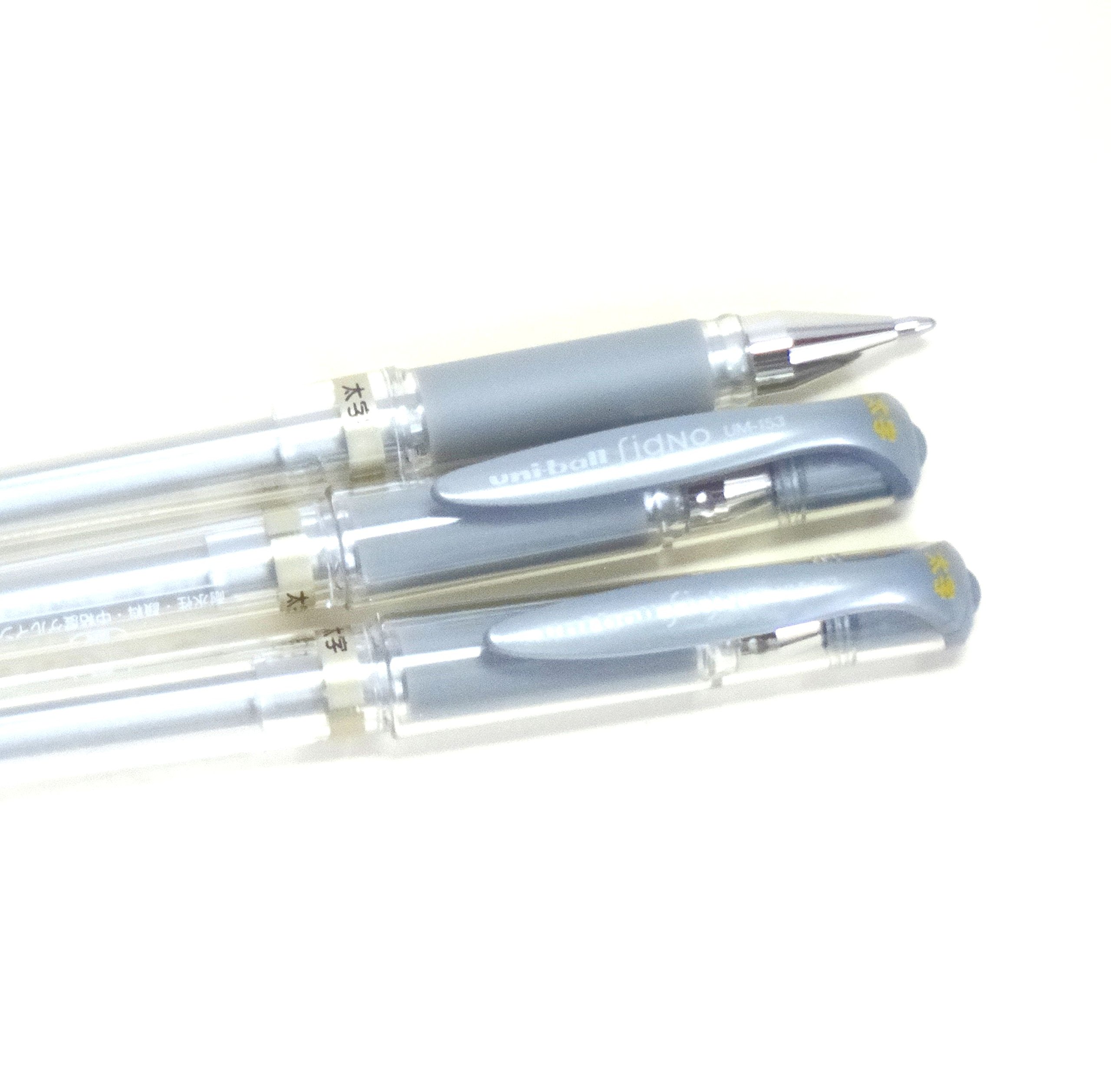 Uni-ball Signo Broad Point Gel Pen - 1.0mm Silver Ink - 3 Pack (Japan Import) - Smooth Writing for Journals, Note Taking & Art Projects - Komainu-Dou Original Packaging