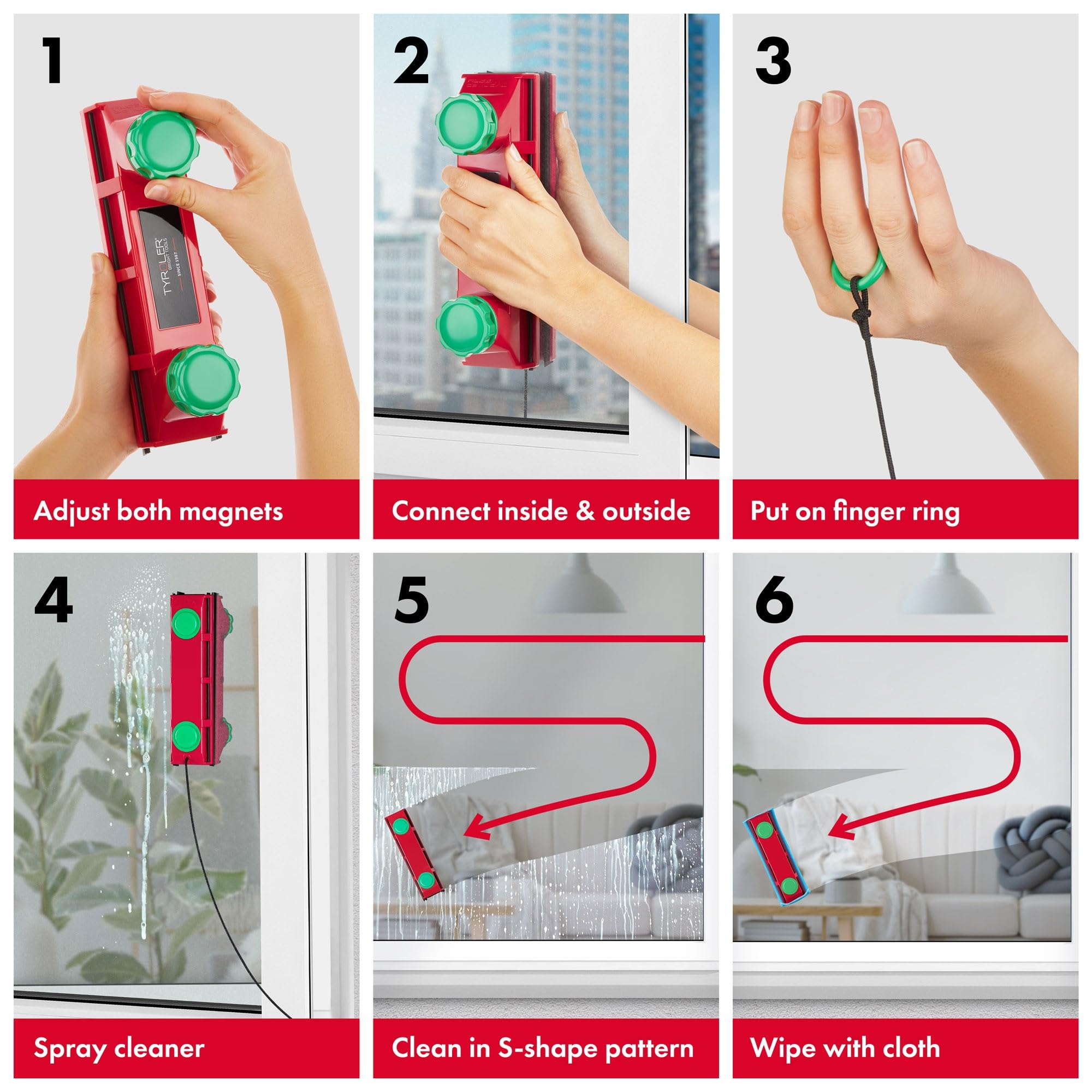 Tyroler Magnetic Window Cleaner Tool - Double-Sided Glass Cleaning System for Windows 0.1