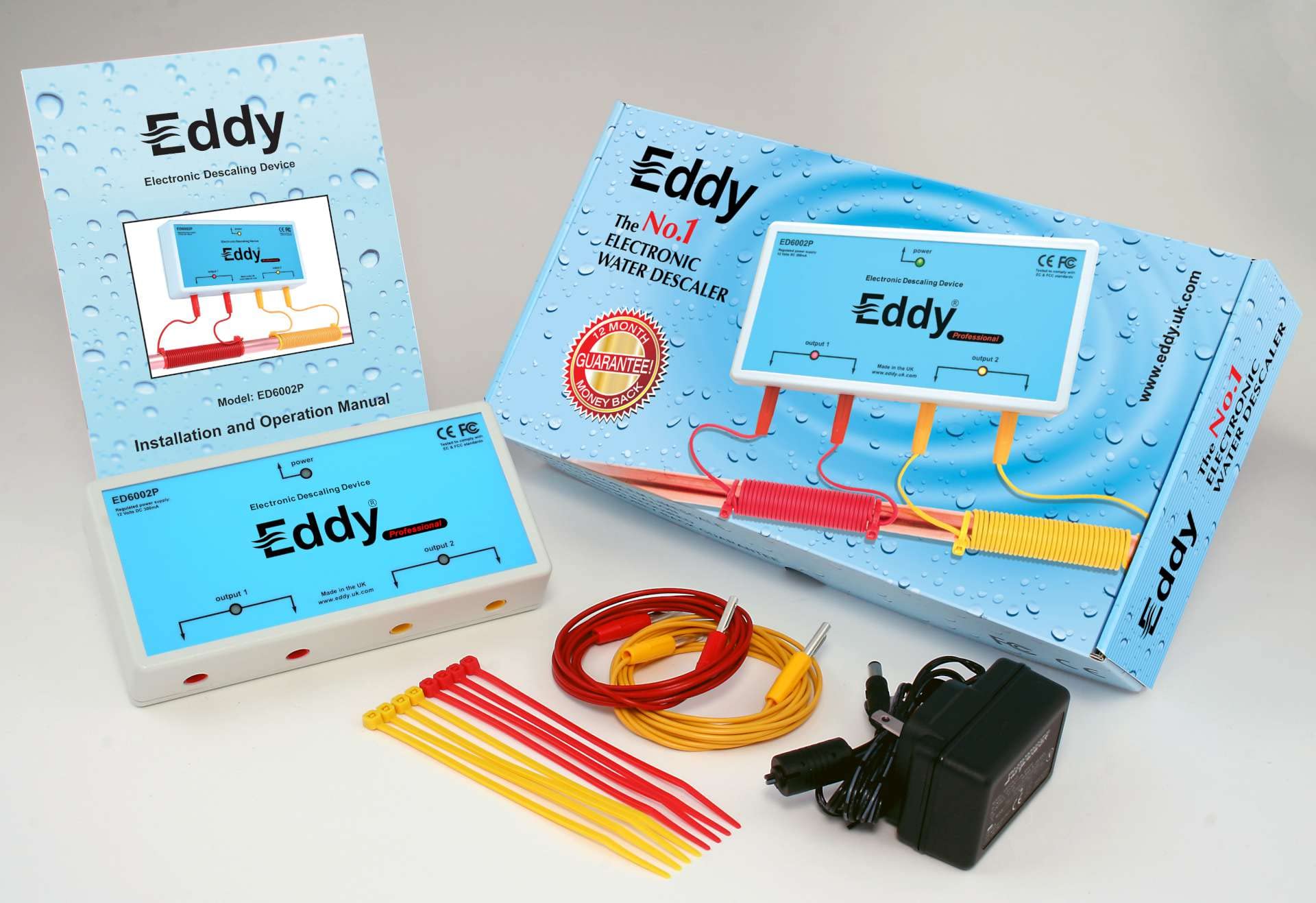 EDDY Electronic Water Descaler System - Salt-Free Whole House Water Softener Alternative | Electromagnetic Water Conditioner for Limescale Reduction | Perfect for Hard Water Treatment in Homes, Apartments & RVs