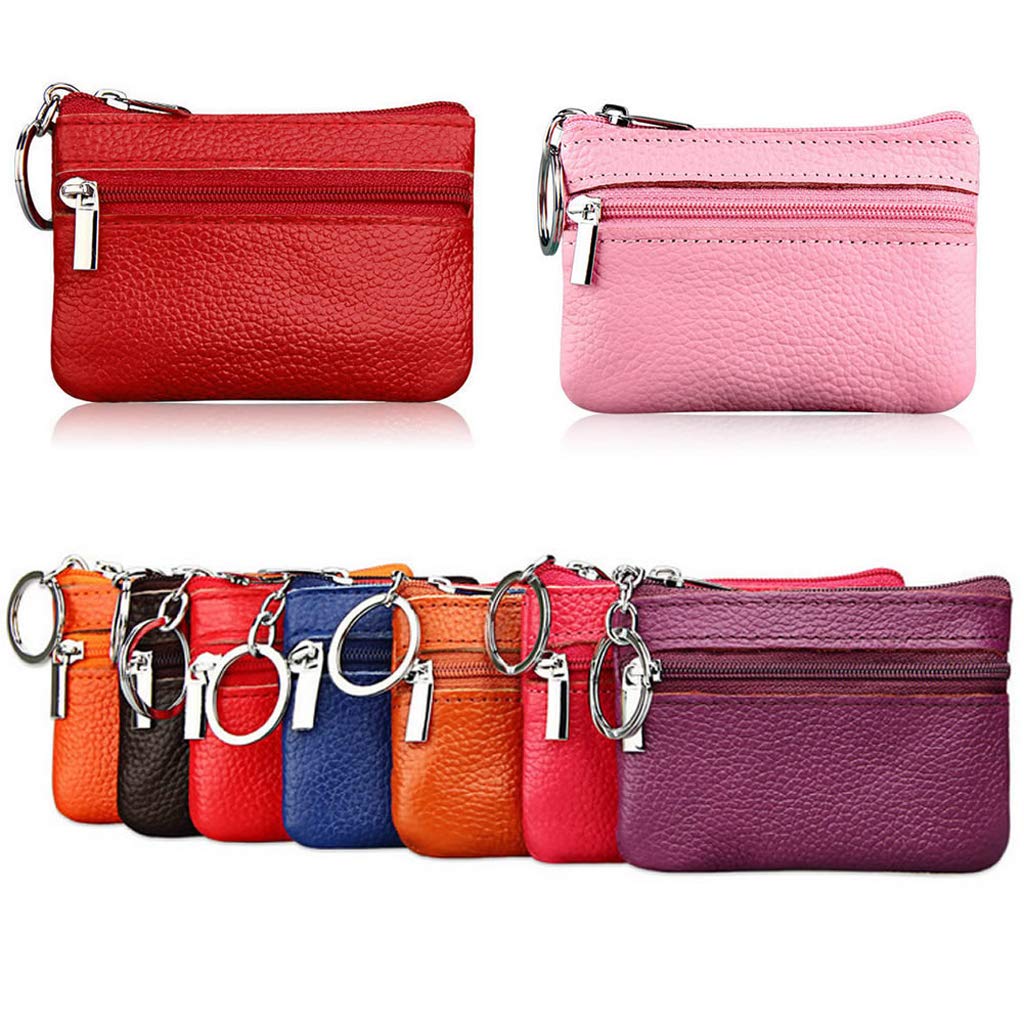 Genuine Leather Wallet for Men & Women - Soft Zip Pouch with Card Slots & Key Holder - Perfect for Travel, Work & Everyday Use