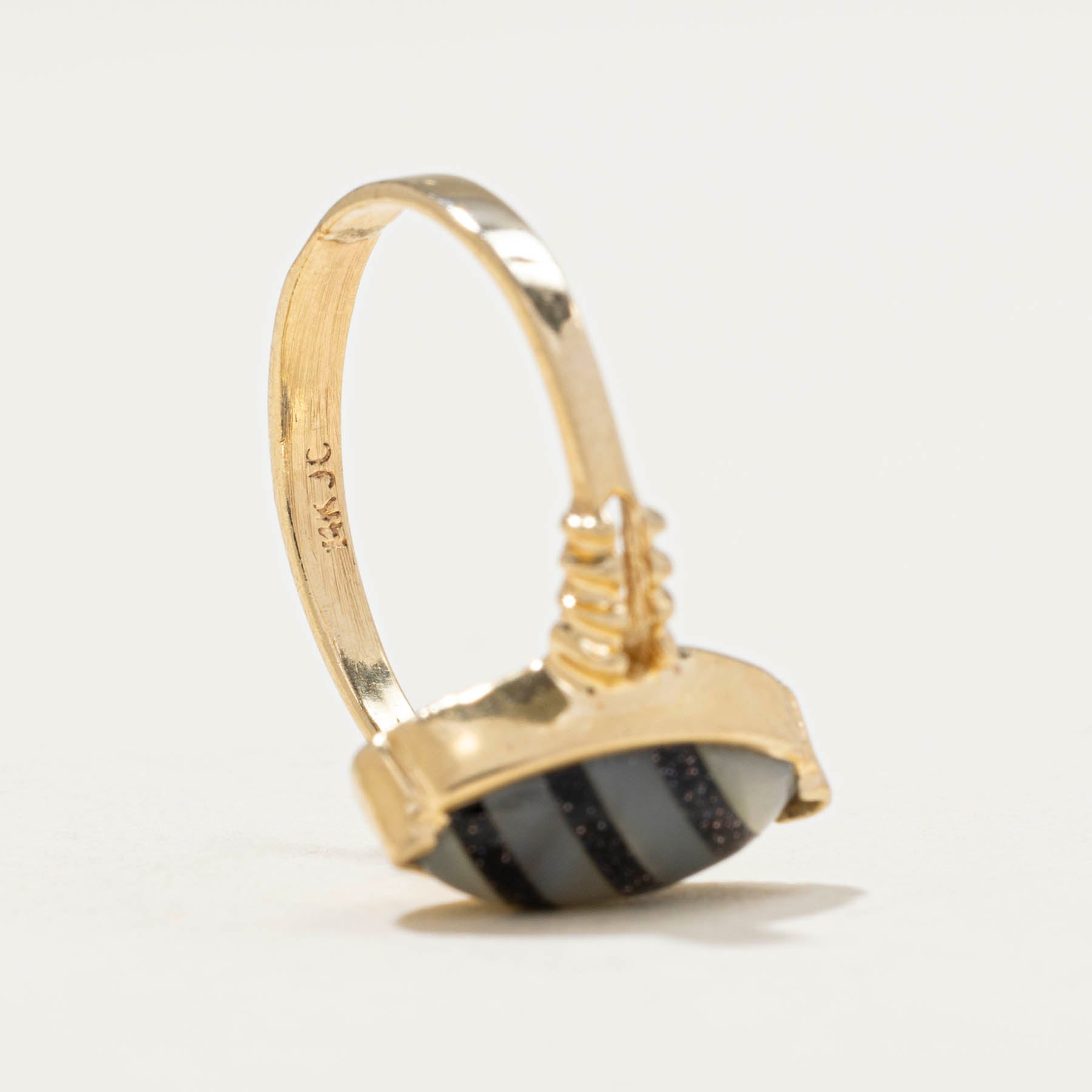1.20ct Composite Shell & Goldstone Ring - Size 4.25 - Elegant Bohemian Jewelry for Women - Perfect for Weddings, Parties & Special Occasions