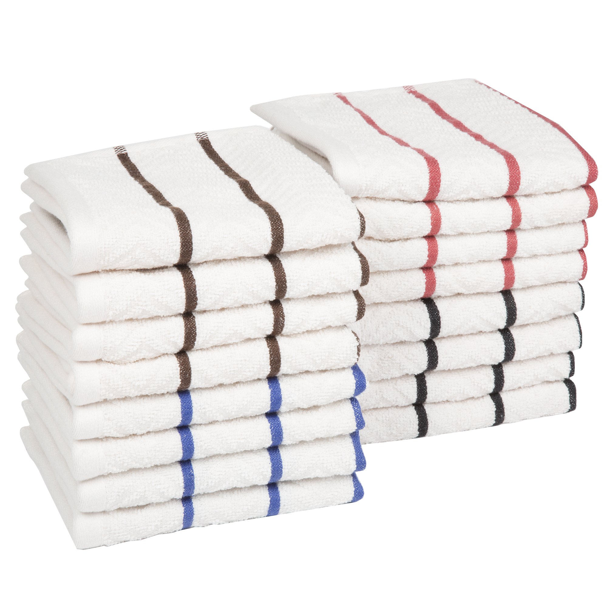 Bedford Home 16-Pack Reusable Kitchen Dish Cloths - Super Absorbent Cleaning & Drying Towels for Dishes, Countertops, and Household Chores