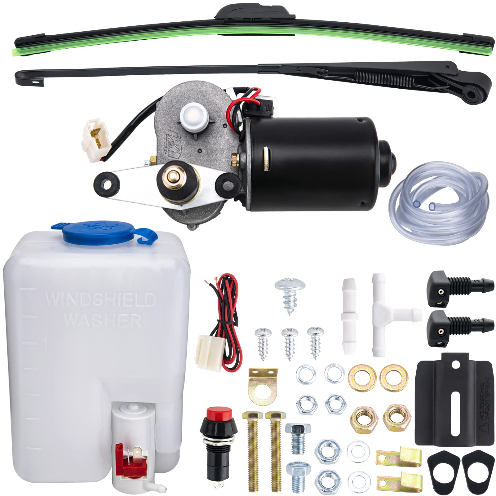 12V Universal Electric UTV Windshield Wiper Kit - Waterproof Wiper Motor for Golf Cart, ATV & Off-Road Vehicles - Perfect for Rainy Weather & Off-Road Adventures