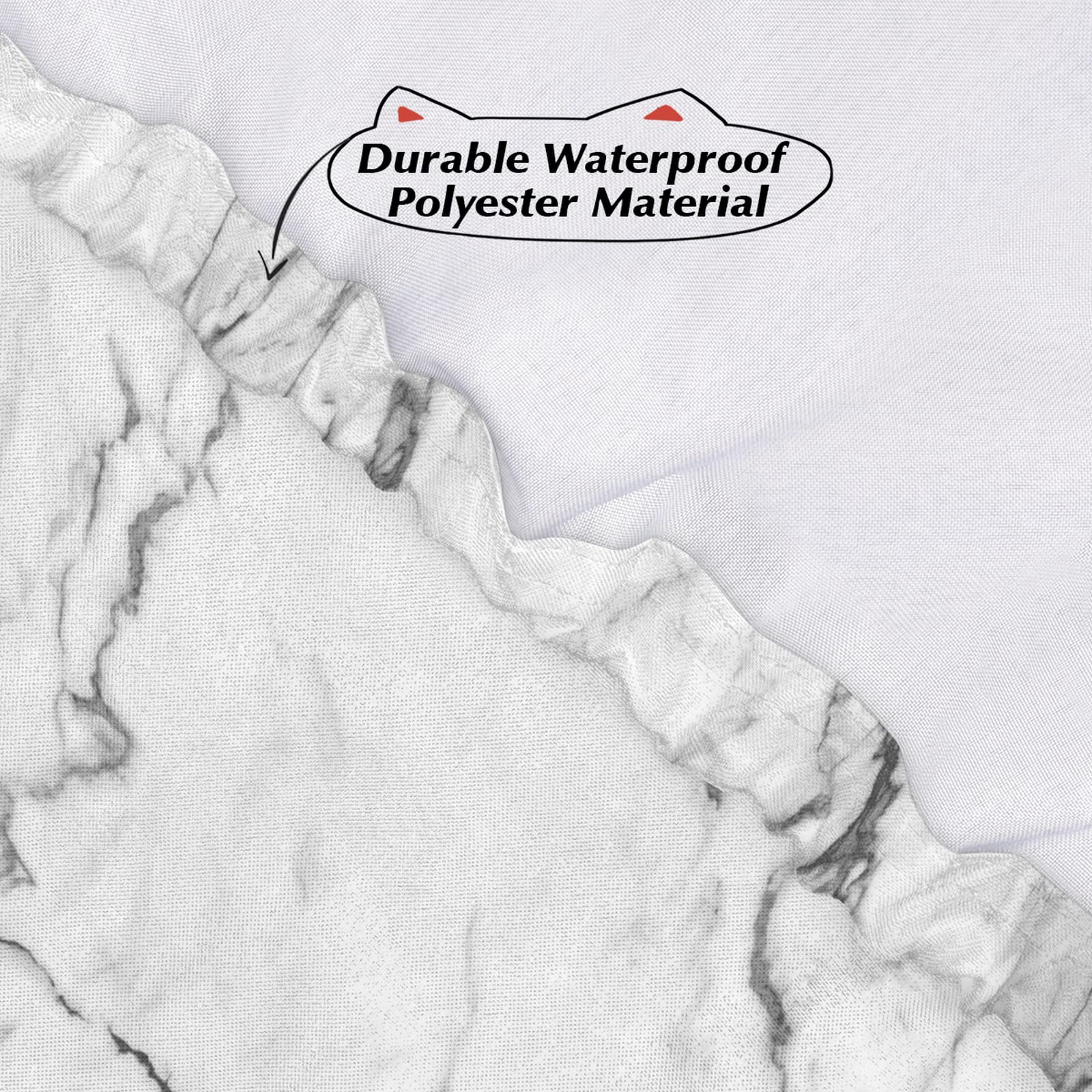 White Gray Marble Square Tablecloth with Elastic Edge - Waterproof Wipeable Modern Art Fitted Table Cover for Dining Kitchen Party (34x34 Inch) - Perfect for Indoor Outdoor Patio Tables & Entertaining