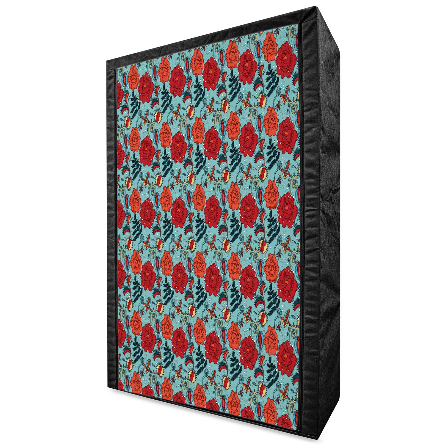 Ambesonne Floral Portable Fabric Wardrobe - Bohemian Leaves & Flower Petals Design, 42.5