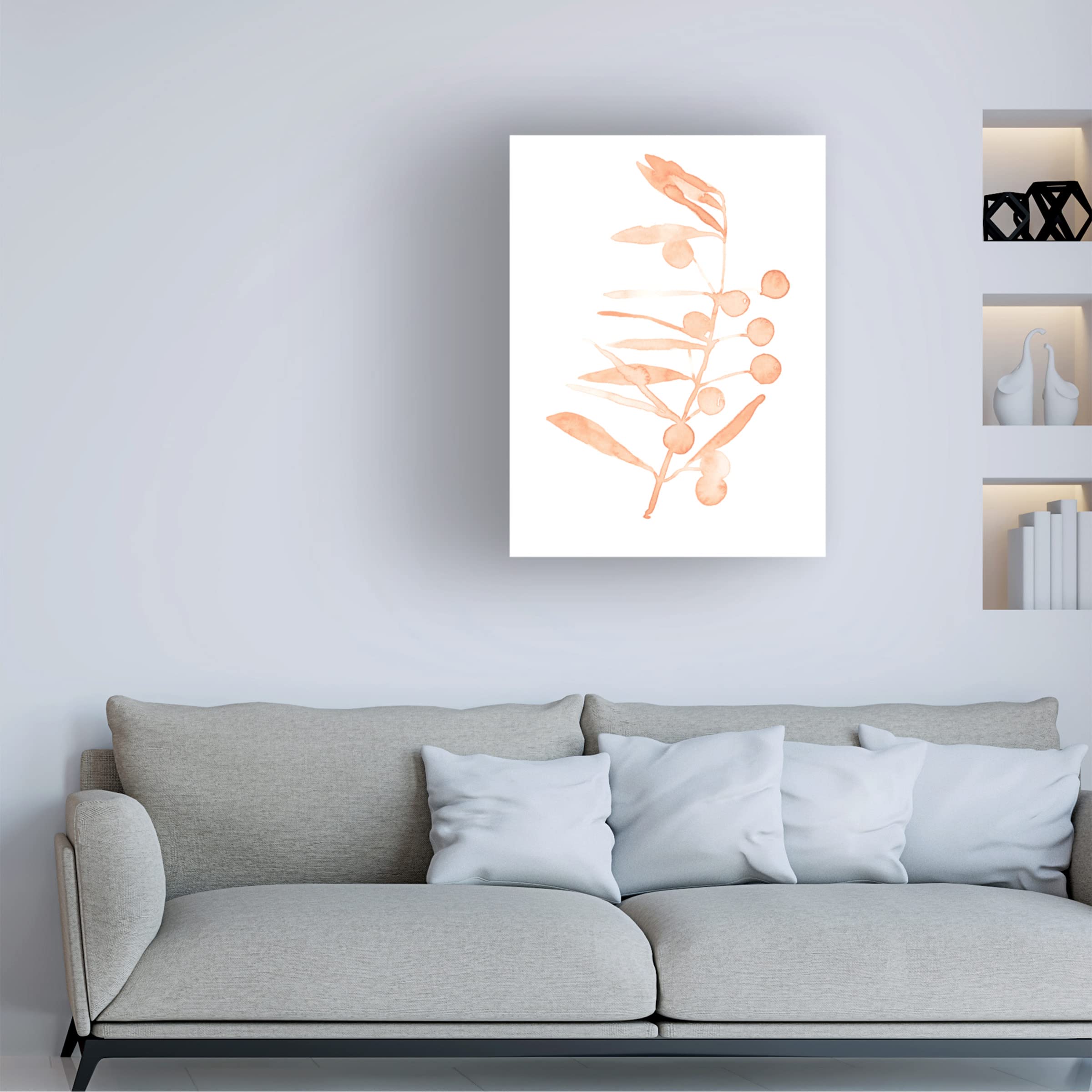 Emma Scarvey 'Blush Olive Branch III' Canvas Wall Art Print - Modern Floral Home Decor for Living Room, Bedroom & Office - Trademark Fine Art Collection