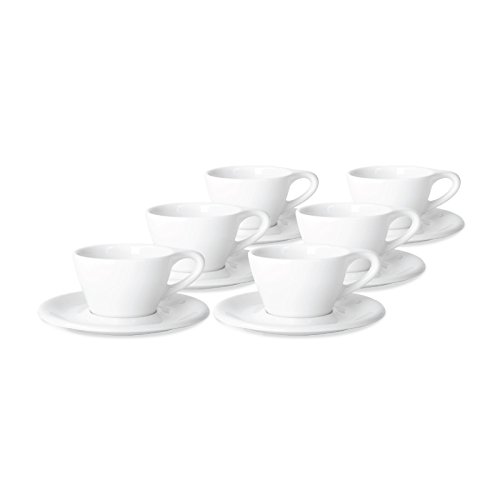 Premium LINO Single Cappuccino Cups Set of 6 - Porcelain Espresso Coffee Mugs with Saucers - Perfect for Home, Cafe & Restaurant Use