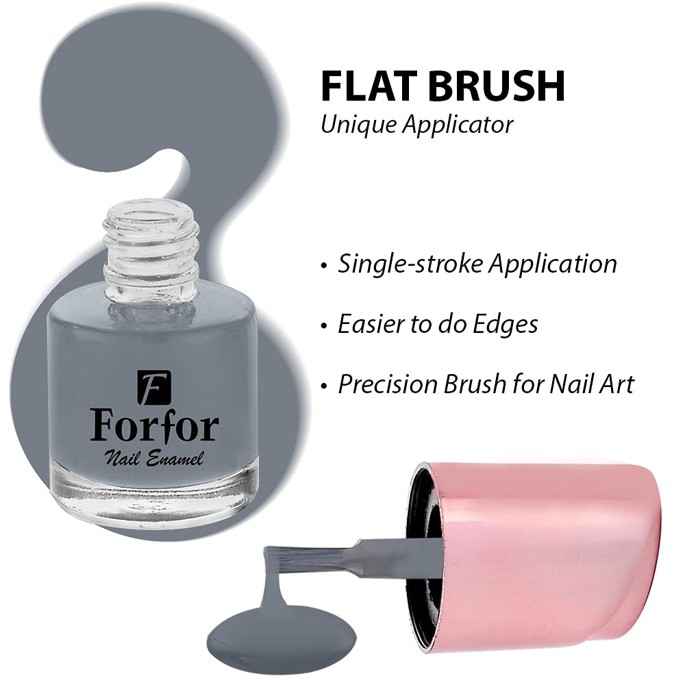 FORFOR® Perfect Stay Glossy Nail Polish - Stunner Grey | Long-Lasting Chip-Resistant Nail Lacquer | Salon-Quality at Home | Perfect for Parties, Weddings & Everyday Wear