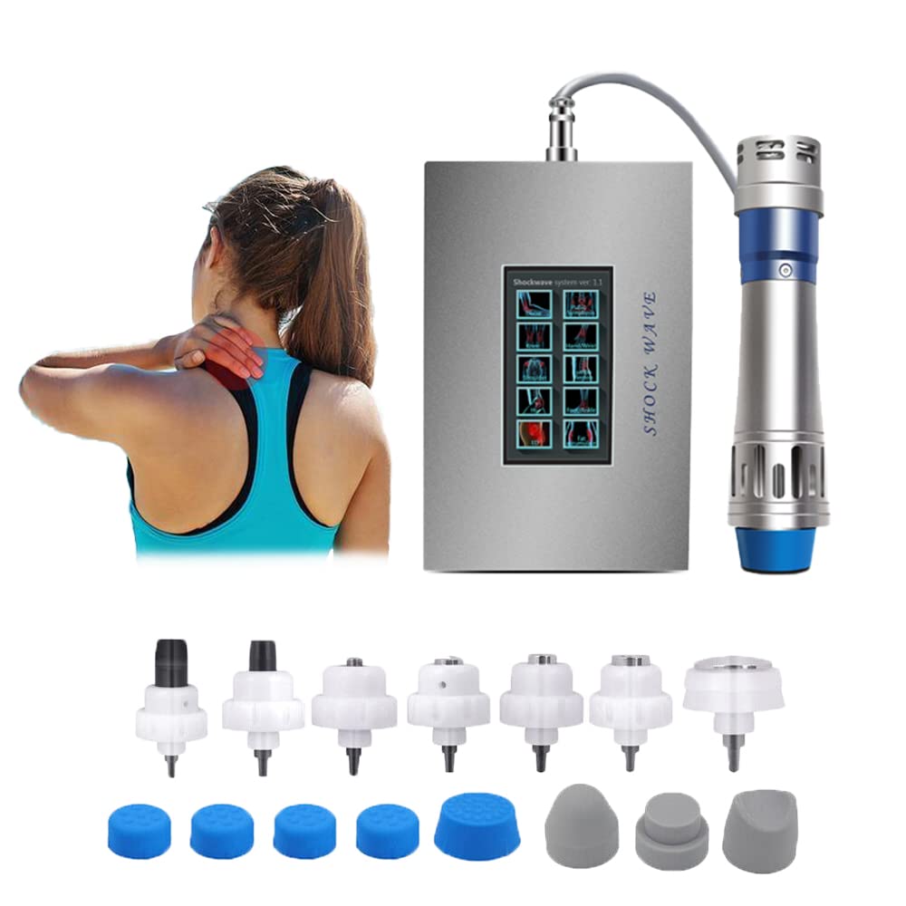 Shockwave Therapy Massage Machine for Muscle Pain Relief & Relaxation - 7 Interchangeable Heads for Full Body Treatment - Ideal for Home, Gym & Physical Therapy Use
