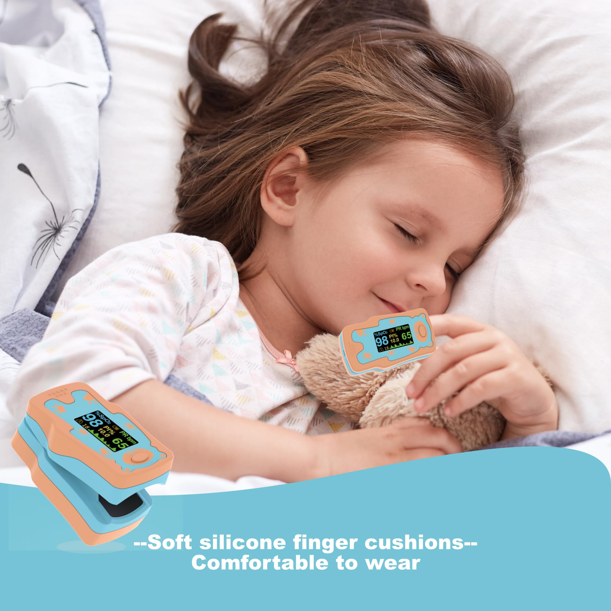 **Kids Pulse Oximeter - HSA/FSA Eligible, Accurate Blood Oxygen Saturation Monitor for Children with OLED Display & 2 AAA Batteries - Ideal for Home Use, Travel, and Pediatric Care**