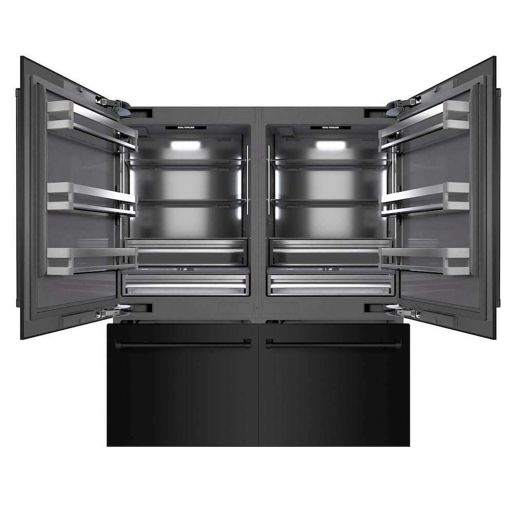 ZLINE 72-Inch 39.6 cu. ft. French Door Built-In Bottom Freezer Refrigerator with Water Dispenser & Ice Maker - Black Stainless Steel & Graphite Gray Interior (GRBIT BS 72) for Modern Kitchen & Open-Concept Living Spaces