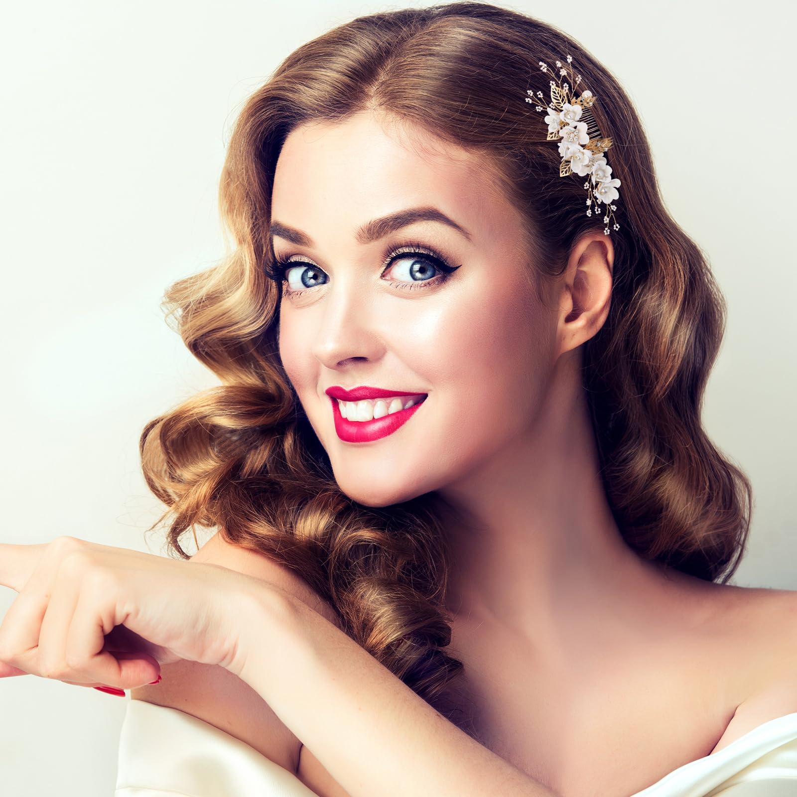 STOBOK 4pcs Bridal Hair Accessories Set - Rhinestone Pearl Wedding Hair Pins, Side Clips & U-Shaped Combs for Bride, Bridesmaid & Women | Perfect for Weddings, Prom, Parties & Special Occasions