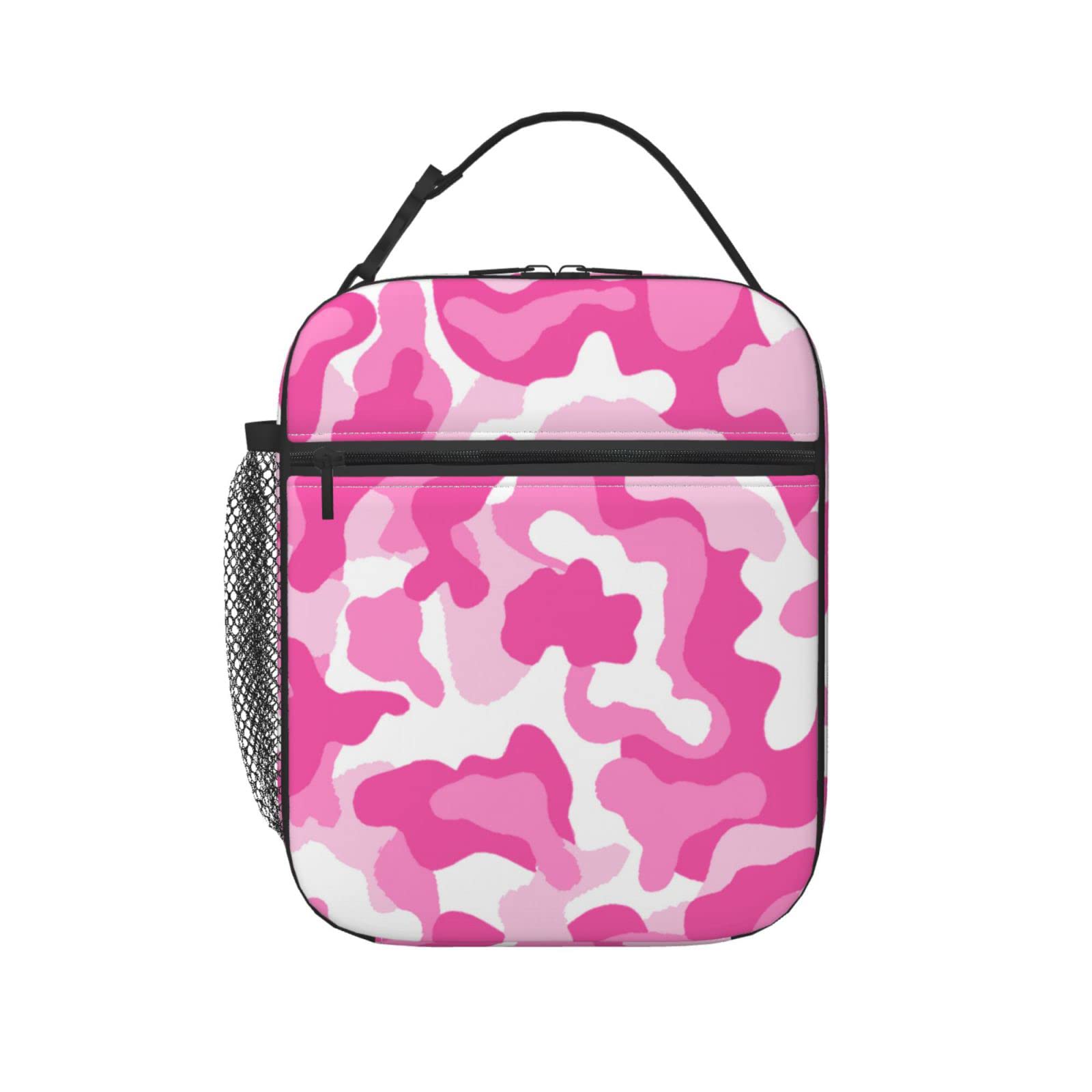 Pink Camo Insulated Lunch Box for Kids Girls - Thermal Cooler Lunch Bag Tote for School, Picnic & Outdoor Activities