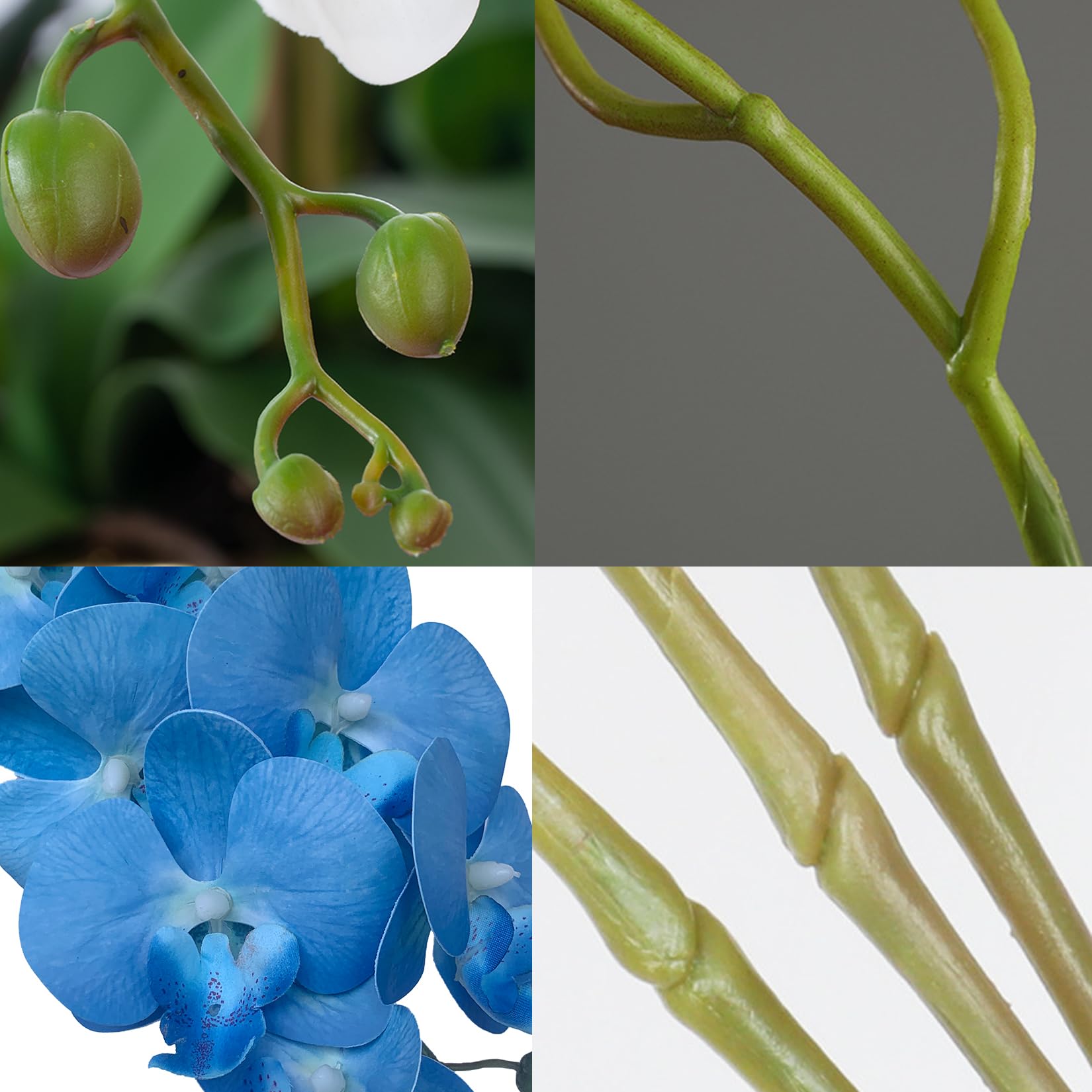 FagusHome 32 Inch Artificial Phalaenopsis Orchid Flowers - 6 Pack Blue Fake Orchid Stems for Home Decor, Wedding Centerpieces, Office & Table Arrangements