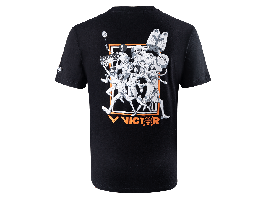 Victor X One Piece Straw Hat Crew Unisex Badminton T-Shirt [Black] - Limited Edition Anime Graphic Tee for Fans, Cosplay & Casual Wear