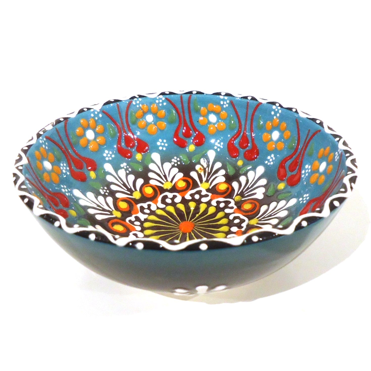 Handmade Embossed Ceramic Bowl - Elegant Periwinkle Blue - Perfect for Soups, Salads & Home Decor