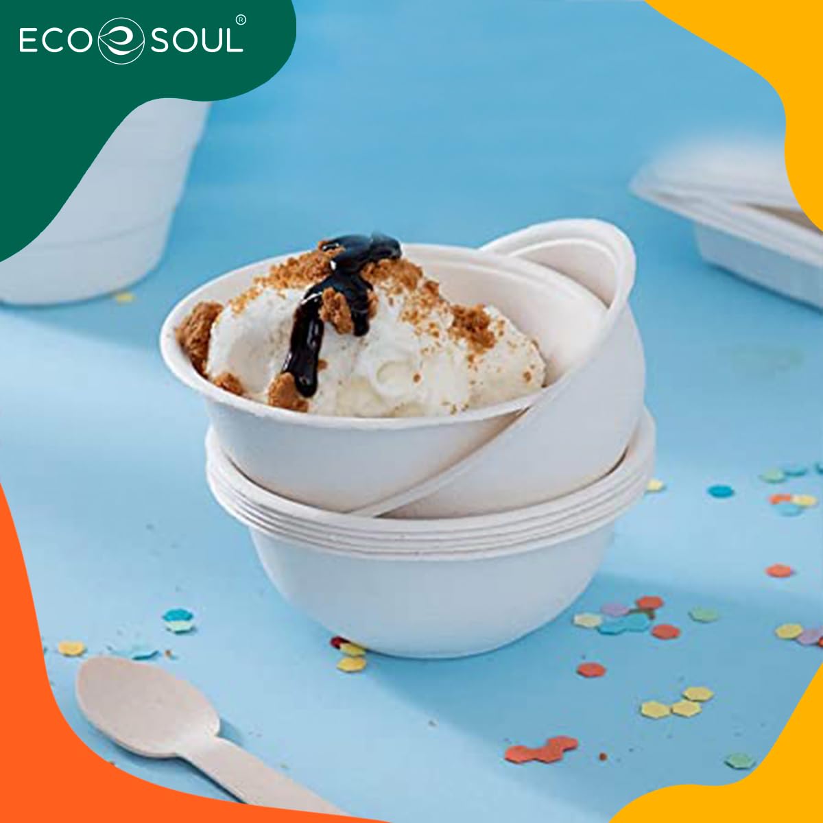 ECO SOUL 180ml (6oz) 50-Pack Biodegradable Sugarcane Bowls | Compostable Disposable Tableware for Parties, Weddings & Events | Eco-Friendly Dinnerware for Snacks, Salads & Desserts | Perfect for Sustainable Celebrations & Everyday Use