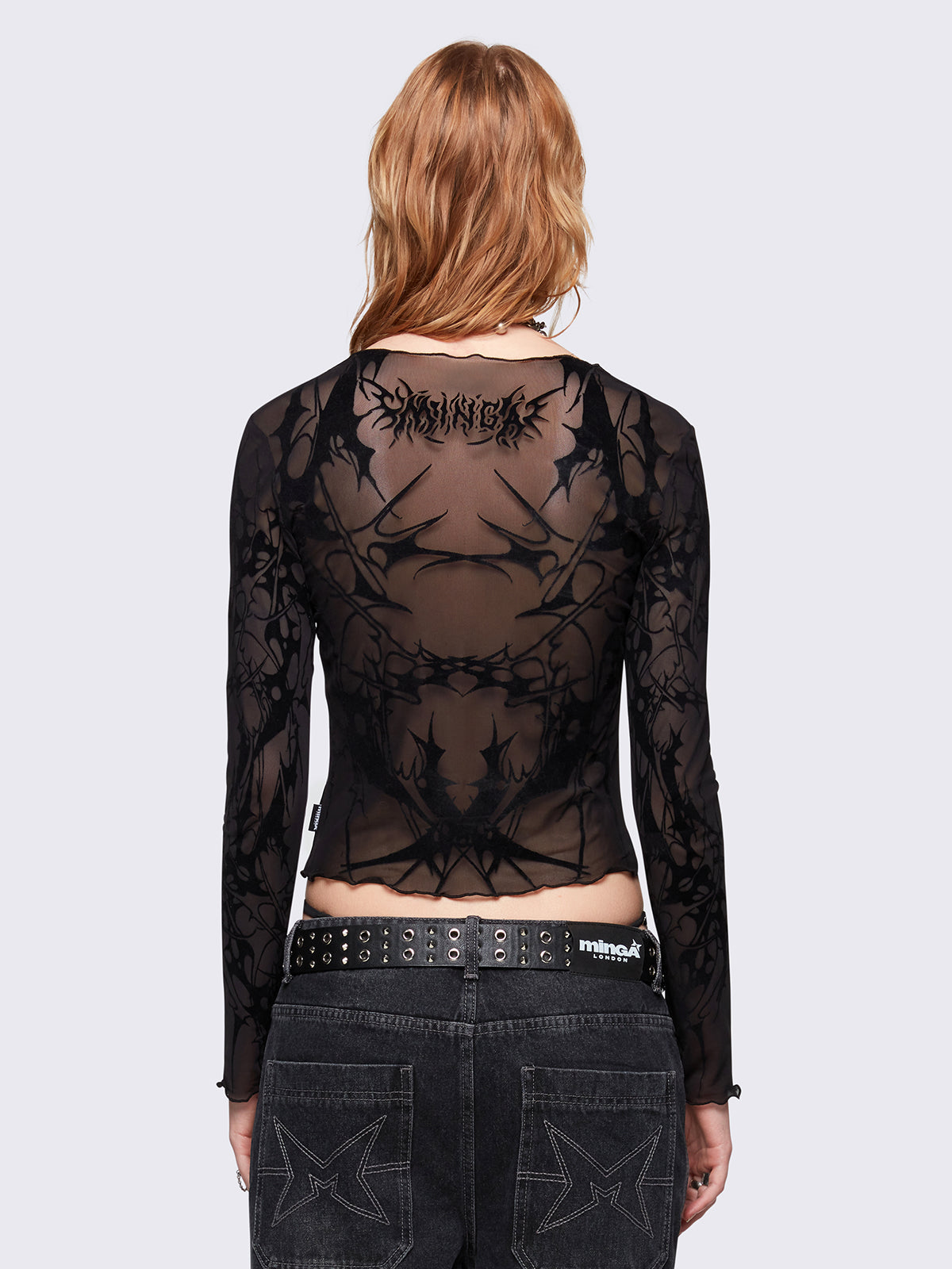 Cryptic Mesh Top for Women - Stylish See-Through Lace Blouse, Sexy Gothic Y2K Fashion, Perfect for Parties, Concerts & Night Out