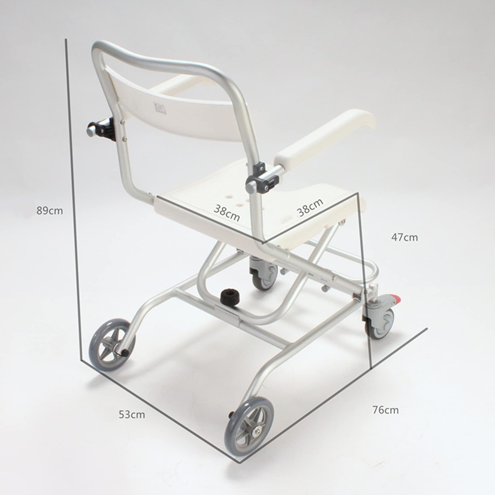 IELSH Foldable Wheelchair Shower Stool with Wheels - Adjustable Bath Seat for Elderly & Disabled, Flip-up Arms & Ergonomic Back Support - Dual Function Wheelchair & Shower Chair (Ideal for Bathroom Safety & Mobility Assistance)