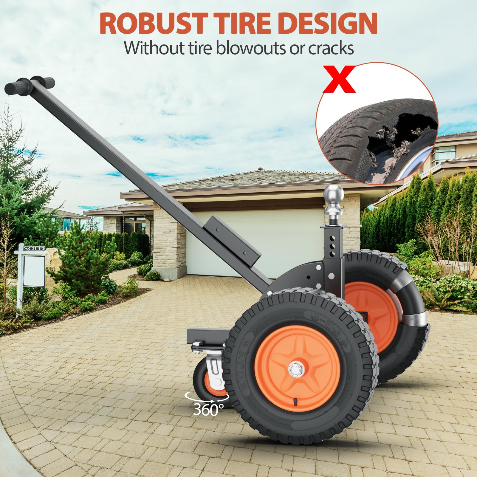 GARVEE 2 in 1 Trailer Dolly - 1500 lbs Tongue Weight Capacity, Adjustable Height 24-35 inches, 2 Hitch Ball & 16