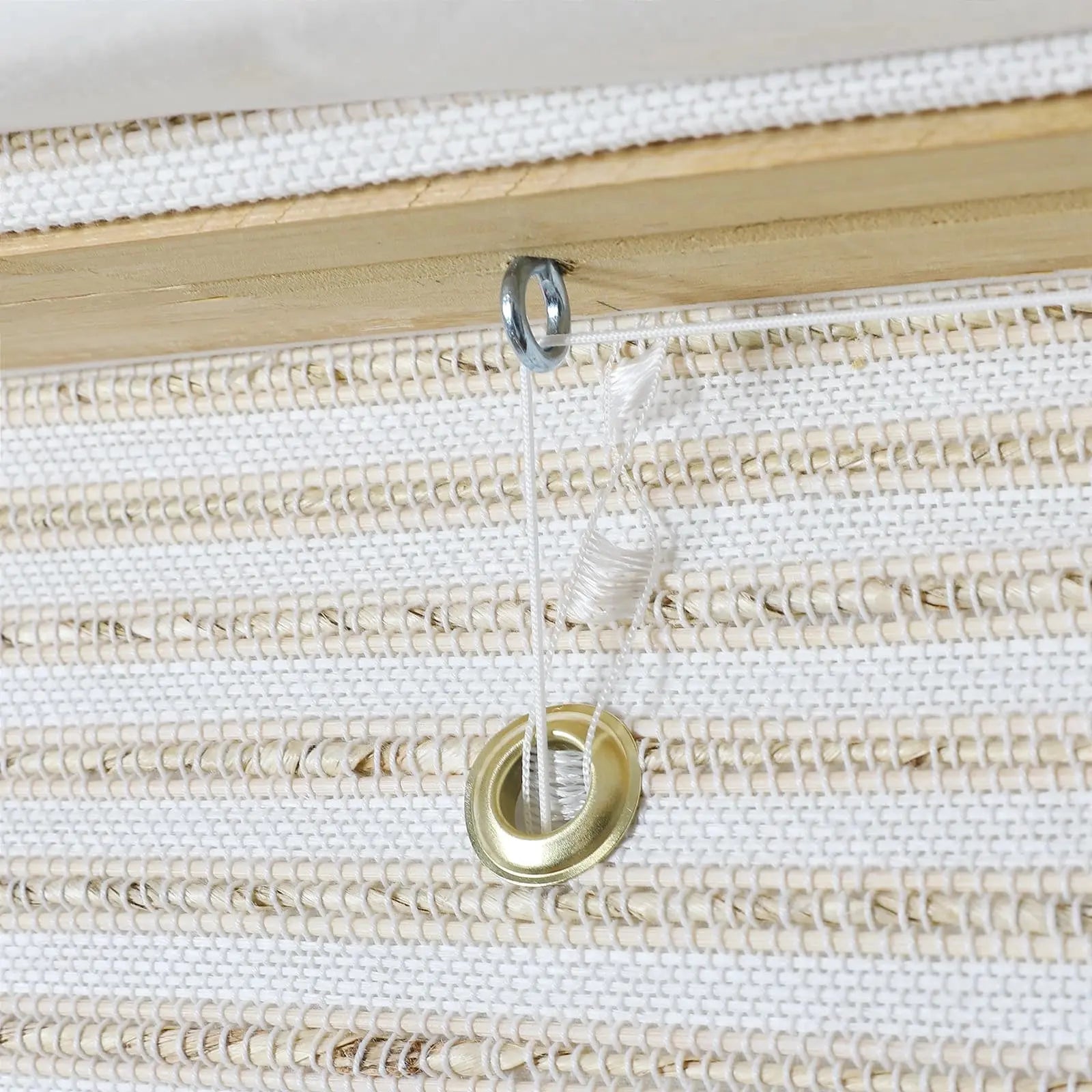 Natural Bamboo Woven Paper Window Shade - Sand White | Eco-Friendly Roller Blind for Living Room, Bedroom & Office Decor