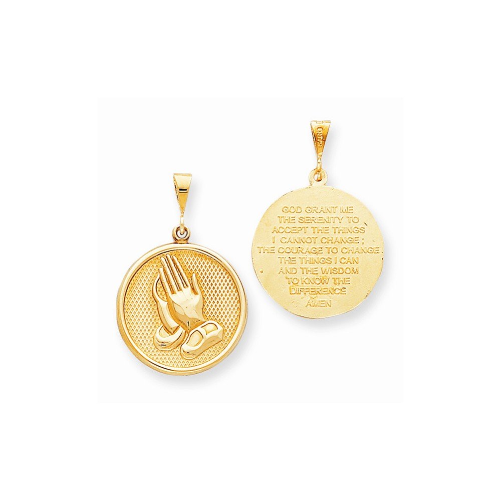 10k Gold Reversible Praying Hands Pendant with Serenity Prayer - Perfect for Religious Gifts, Baptism, First Communion & Spiritual Jewelry