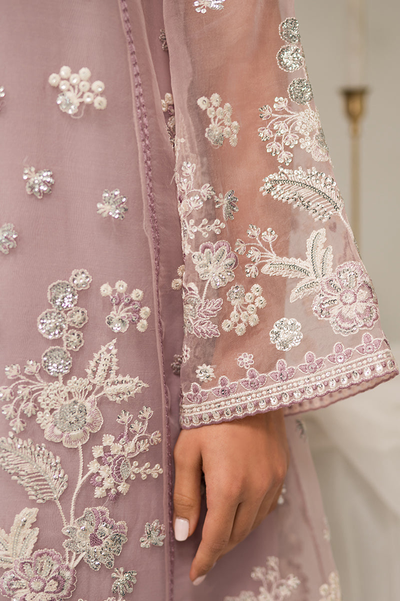 MAUVE SOMBER 4-Piece Embroidered Organza Suit Set for Women - Elegant Pakistani Formal Wear for Weddings, Parties & Special Occasions