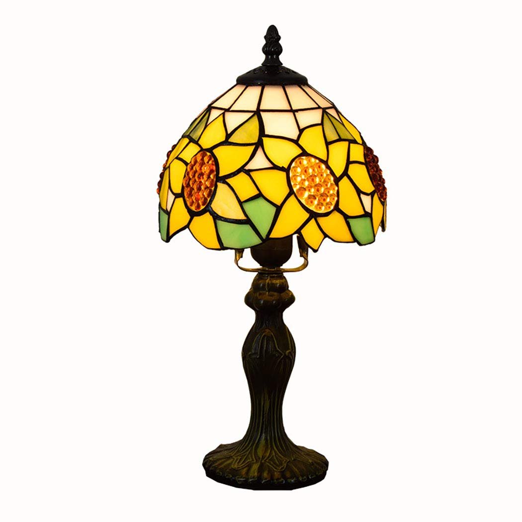 8-Inch Tiffany Style Sunflower Table Lamp - Warm Light Antique Bedside & Desk Lamp for Living Room, Bedroom, Coffee Table - Perfect for Reading, Relaxing & Home Decor