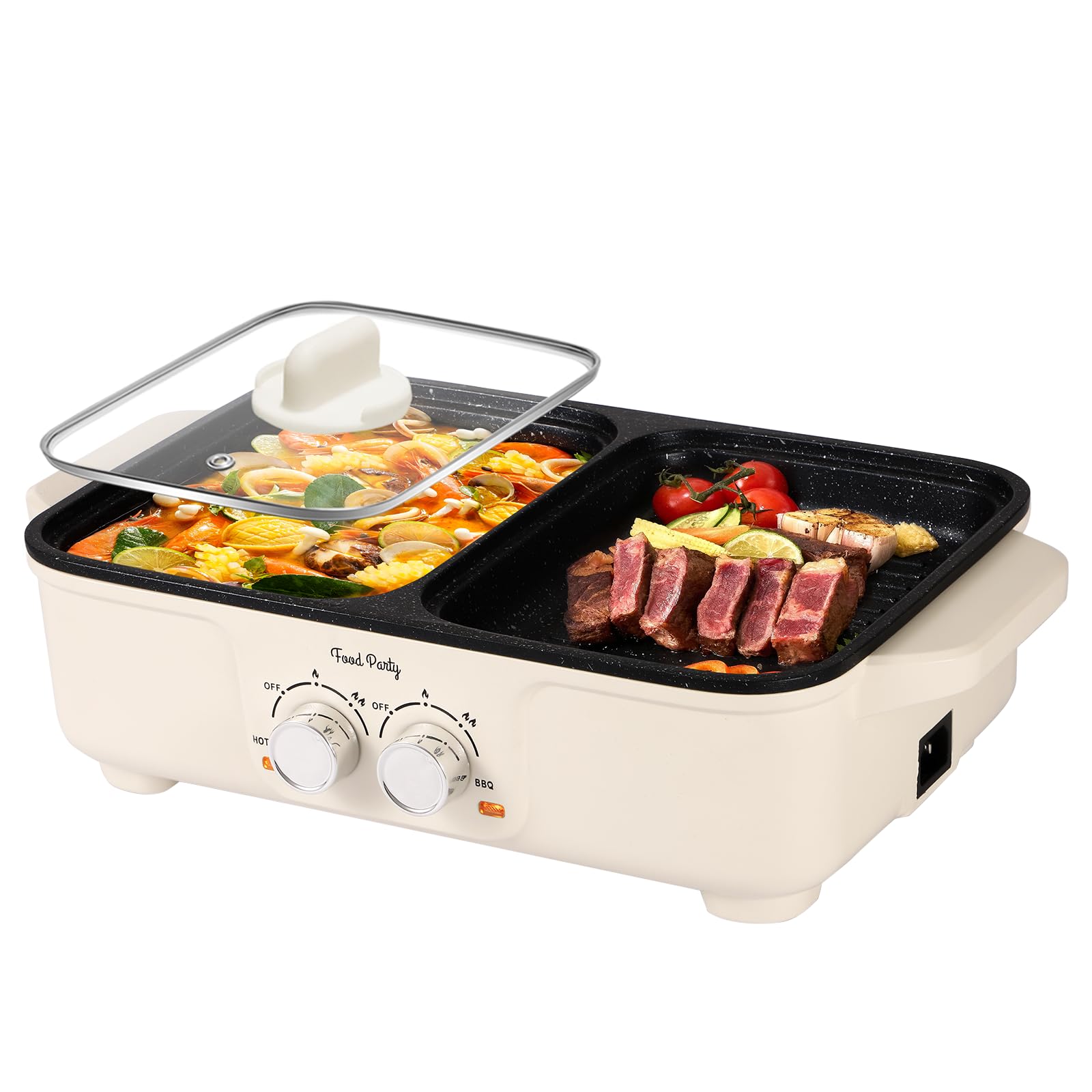 2-in-1 Electric Hot Pot & Korean BBQ Grill - Smokeless Indoor Shabu Shabu Pot with Non-Stick Surface (Small) | Perfect for Home Cooking, Family Gatherings & Asian Cuisine Lovers