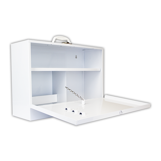 Medium Metal Drop Front First Aid Cabinet - Wall Mounted Emergency Medical Supply Organizer for Home, Office, or Workshop Use