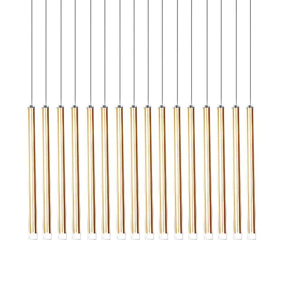 3W LED Aluminum Tube Pendant Light - Italian Modern Design, Champagne Gold Finish, D30H1000mm with C-Crystal Base - Perfect for Dining Room, Bar Counter, Restaurant, Balcony & Corridor Lighting