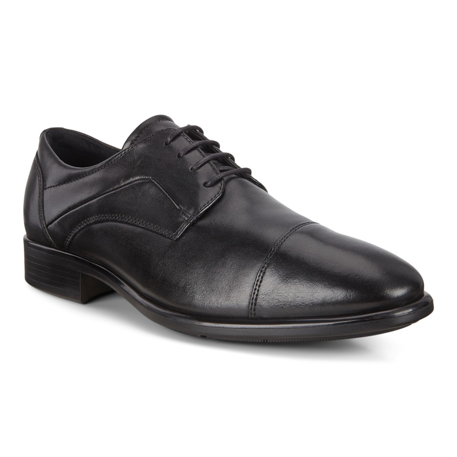 ECCO Men's Citytray Santiago Black Leather Slip-On Loafers - Comfortable Casual Shoes for Work, Travel & Everyday Wear