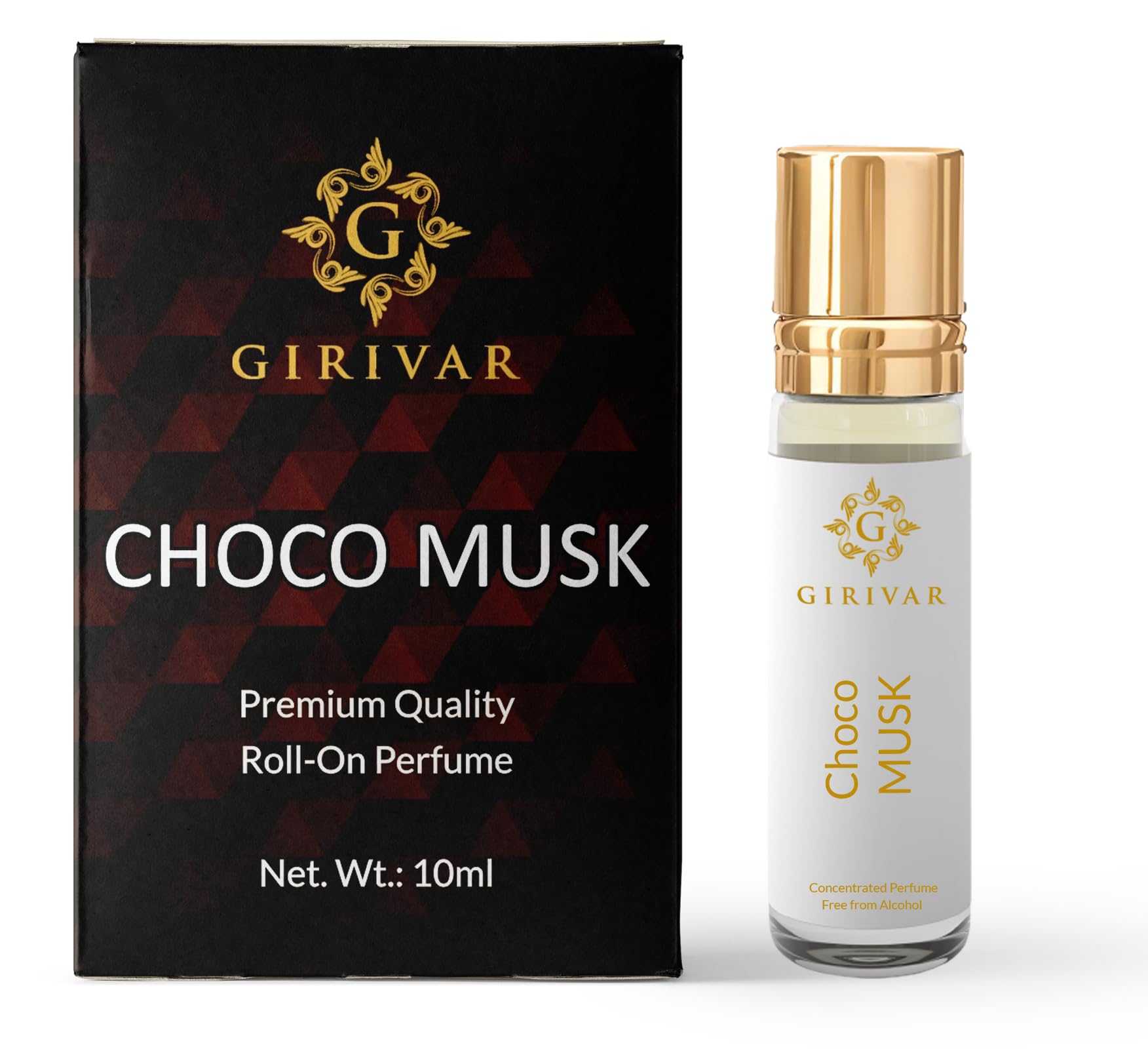 GIRIVAR FRAGRANCES Choco Musk Perfume Oil - 10ml Travel Size Roll On Bottle | Long Lasting Chocolate Scent | Perfect for Daily Wear, Date Nights & Gifts