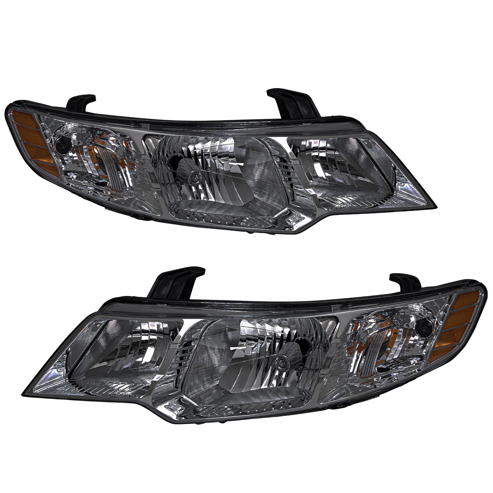 Aosky Headlight Assembly Compatible with 2010-2013 Kia Forte - OE Style Projector Headlamp with Amber Reflector & Smoke Lens - Perfect for Night Driving, Foggy Conditions & Car Upgrades