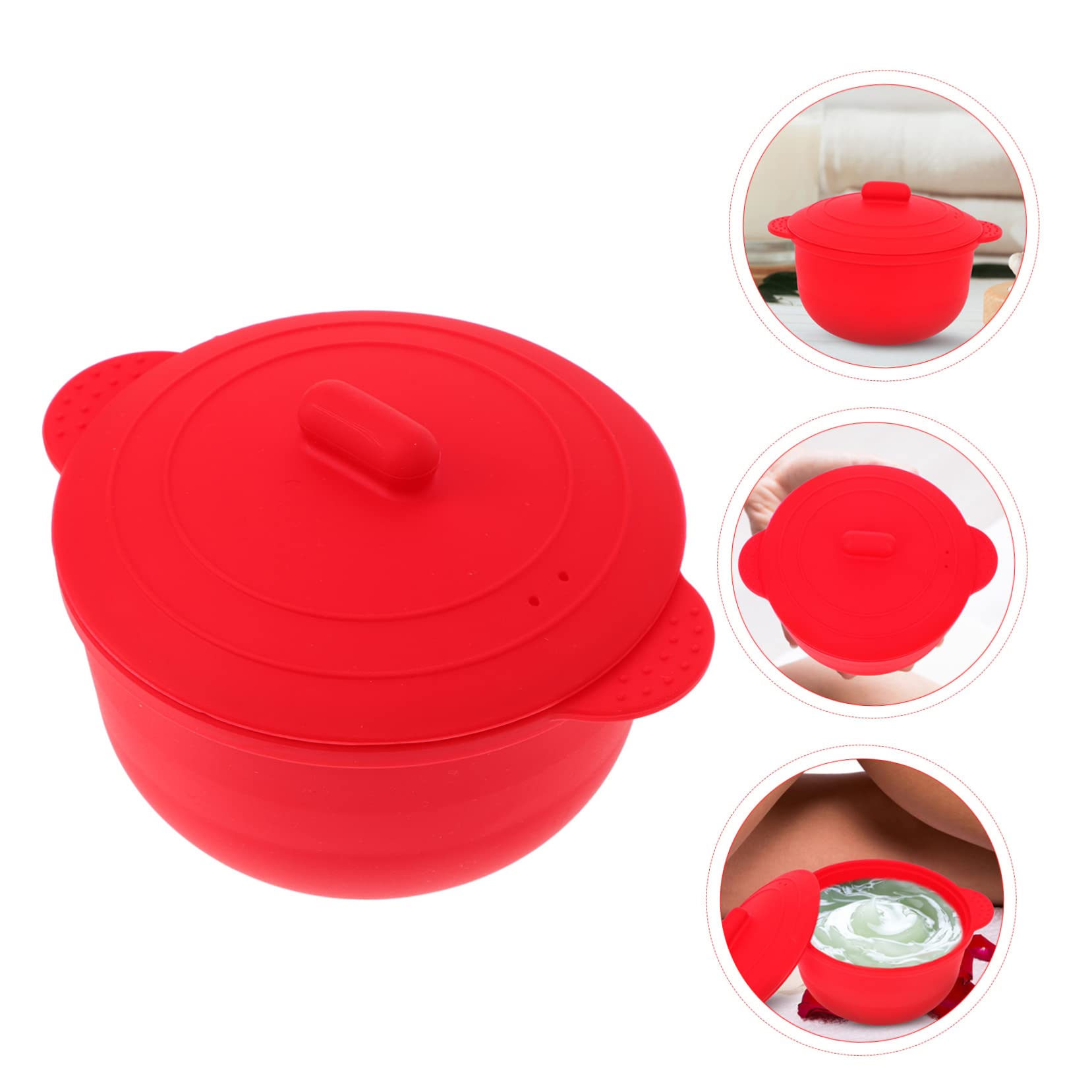 Silicone Wax Melter Bowl - Portable Makeup & Liquid Containers for Travel - Wax Melting Tool with Heater for DIY, Spa, and Home Use - Red