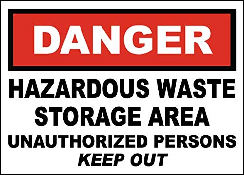 Vinyl Safety & Warning Stickers Bundle - 6 Pack Hazardous Waste Storage Area Signs (13