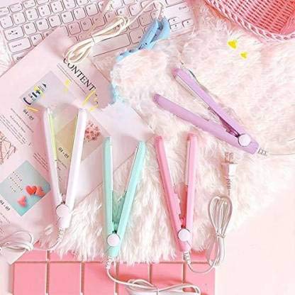 SM Retail Portable Mini Hair Straightener & Crimper - Dual Use Flat Iron for Travel, Styling & On-the-Go (Pink) | Perfect for Home, Salon & Quick Touch-Ups