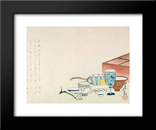 Shibata Zeshin Porcelain Cups 18x15 Framed Art Print - Japanese Tea Ceremony Wall Decor for Home & Office