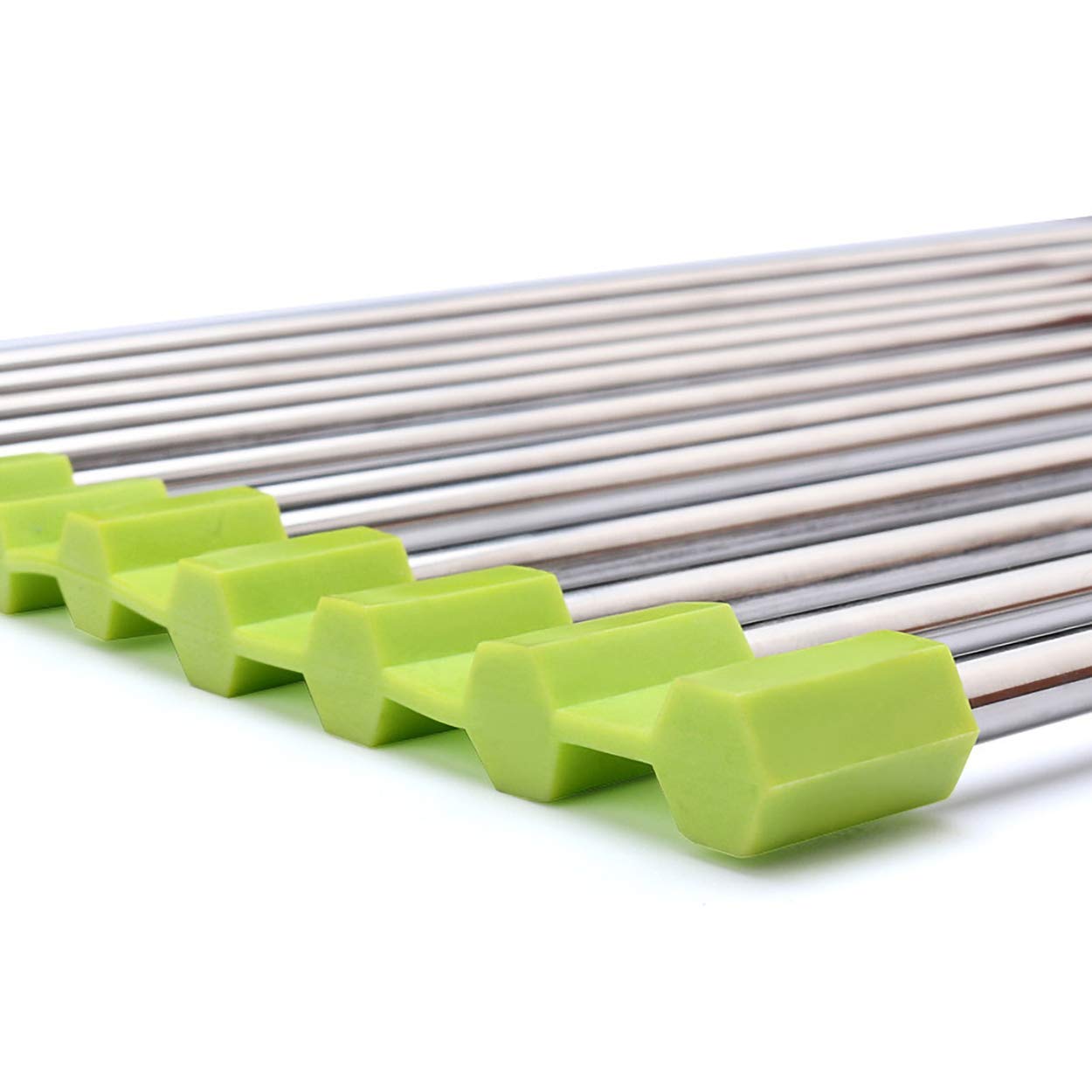 Foldable Stainless Steel Over Sink Dish Drainer - Space Saving Kitchen Utensil & Fruit Vegetable Drying Rack - Perfect for Small Kitchens, RVs & Camping Use
