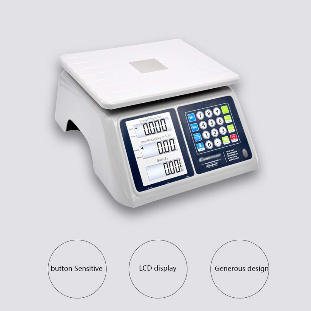 30KG/10g High Precision Electronic Pricing Scale - Waterproof Commercial Digital Scale for Fruits, Vegetables, Farmer's Market & Retail - Perfect for Grocery Stores, Supermarkets, and Food Production
