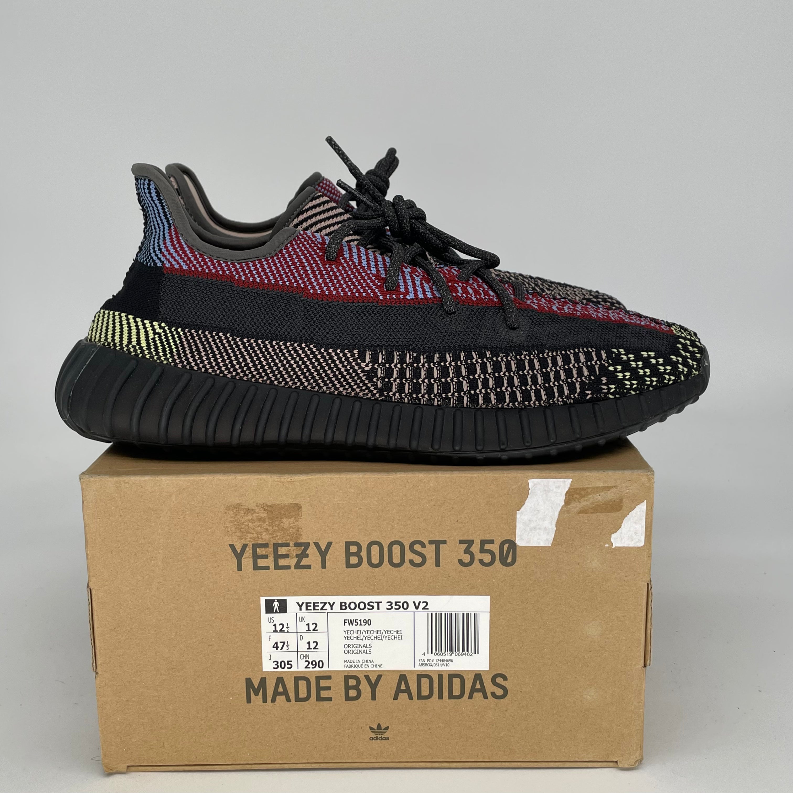 Adidas Yeezy Boost 350 V2 Yecheil Reflective - Men's Size 12.5 Running Shoes (FW5190) | Comfortable Sneakers for Jogging, Gym & Casual Wear