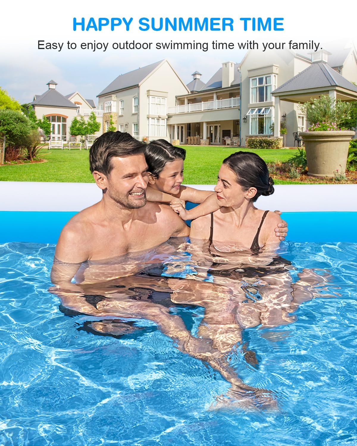 Large Inflatable Swimming Pool for Kids & Adults, 130