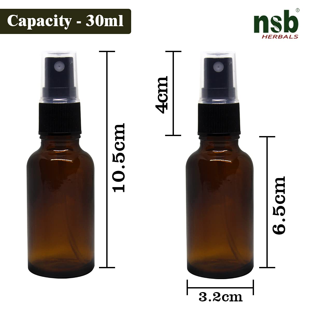 NSB Herbals 30ml Refillable Amber Glass Fine Mist Spray Bottles with Leak-Proof Pump - Perfect for DIY Perfume, Essential Oils, Aromatherapy Blends, Facial Mists & Beauty Products (Pack of 3) | Travel-Friendly, Home Spa & Skincare Essential